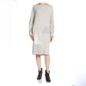 Vince wool cashmere blend geometric sweater midi  dress gray sz S